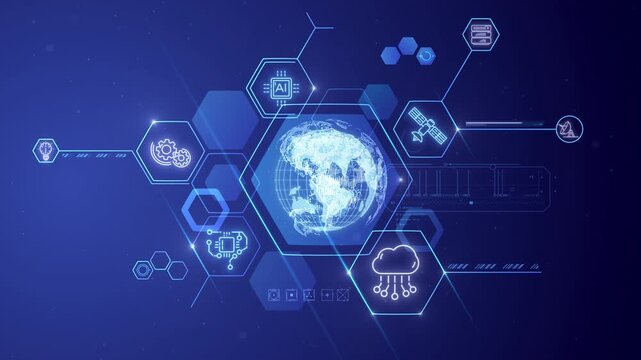 Artificial intelligence global network connecting modern technologies