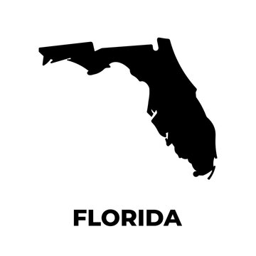 Florida map isolated on white background silhouette, united states of America. Flat concept icon symbol vector illustration.