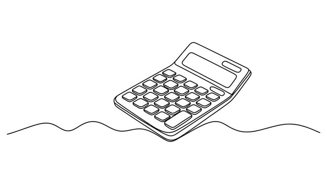 Continuous one line drawing of a calculator minimalist design of a calculator for accounting, finance, and mathematics concept