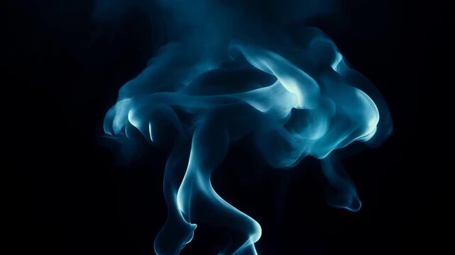 Rising smoke with elegant mood flowing upward in smooth translucent shapes against black backdrop