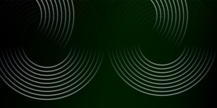 Dark Green Black Abstract Circular Wave Background with Neon Feel