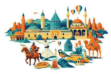 Fototapeta premium A vector image showcasing the beauty of Konya Province in Türkiye.