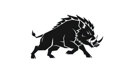 Fototapeta premium Powerful Wild Boar Mascot Logo Vector Illustration - Aggressive Charging Hog Silhouette for Sports Team Branding