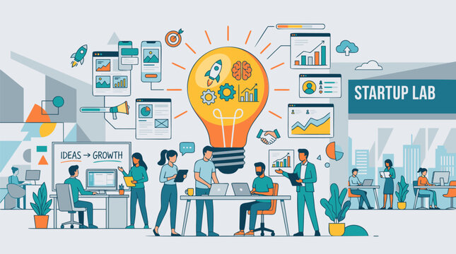 Startup Lab with Innovative Business Idea Generation and Team Collaboration.