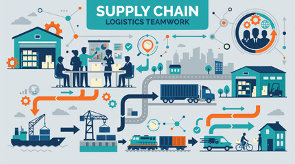 Obraz premium Supply Chain Logistics Teamwork - Global Business Operations and Distribution Network.