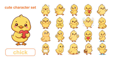Cute Baby Chick Character Set © Andri