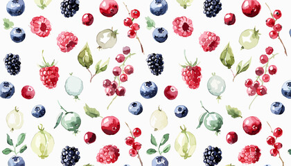 Creative hand painted berry mix composition with realistic botanical artistic textures naturally © Halen