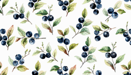 Creative botanical bilberry artwork with vibrant watercolor berries and leaf compositions © Halen