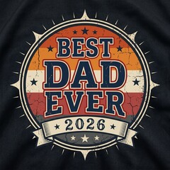 Fototapeta premium Best Dad Ever 2026 Vintage Retro Father’s Day T-Shirt Badge Design