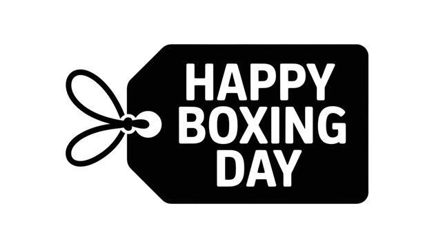 Black tag with happy boxing day text