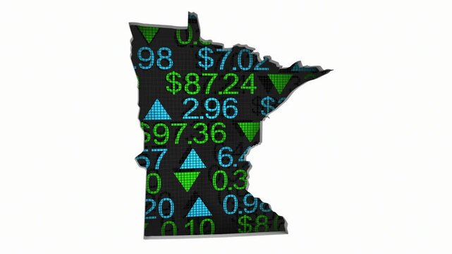 Minnesota MN State Map Stock Market 401K Investment Pension Financial Outlook 3d Animation