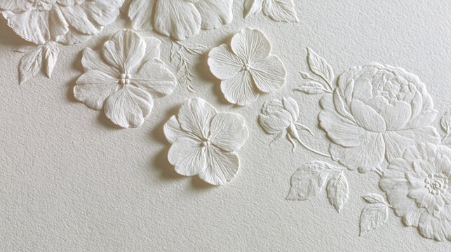 luxury embossed floral paper background with elegant ivory texture