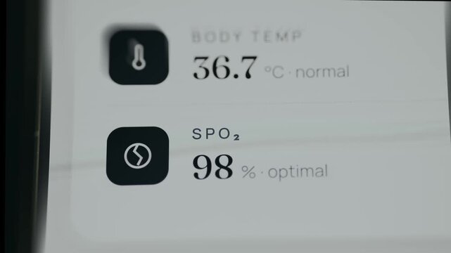 SpO2 reading of 98 percent labeled as optimal by the device