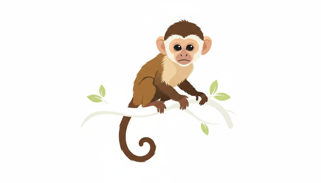 cute monkey vector on white