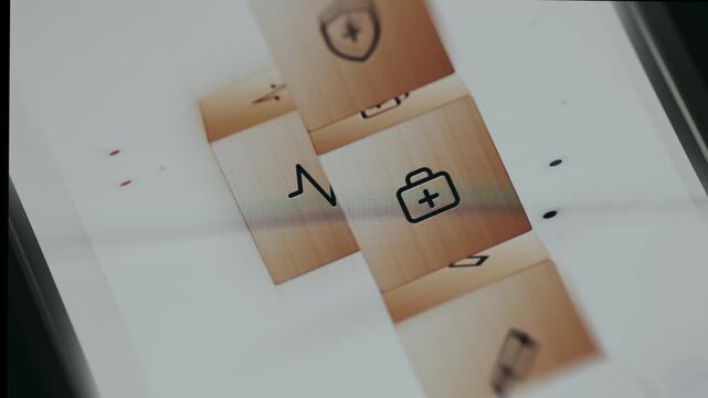 Medical concept represented by wooden blocks with engraved symbols