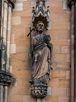 Apostle Philip statue at Lichfield Cathedral, Lichfield, UK