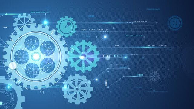 Digital gears mechanism with futuristic technology background