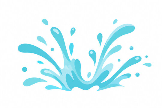Blue water splash vector illustration with droplets and bubbles. Fresh water effect isolated on white background for design projects.
