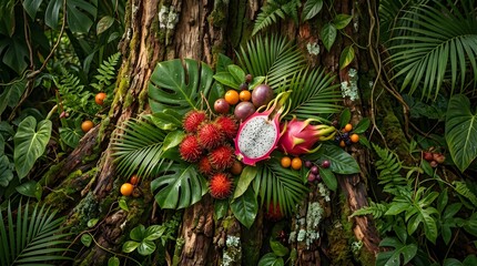 Fototapeta premium Rainforest Fruit Texture Background
