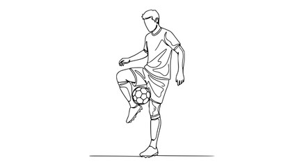 Obraz premium Soccer Player Training One Line Drawing