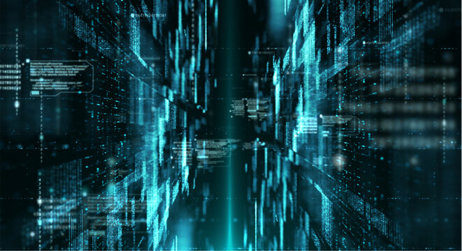 abstract blue background with binary code