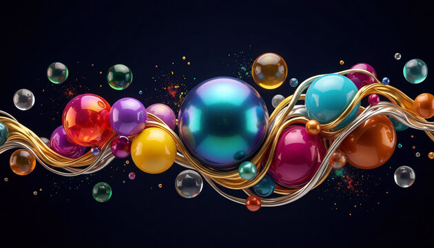 Bright neon bubbles. High resolution and detail.