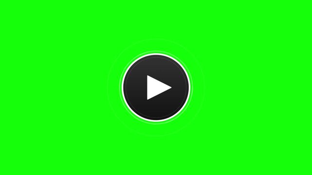 Pulsing play button icon green screen overlay loop
