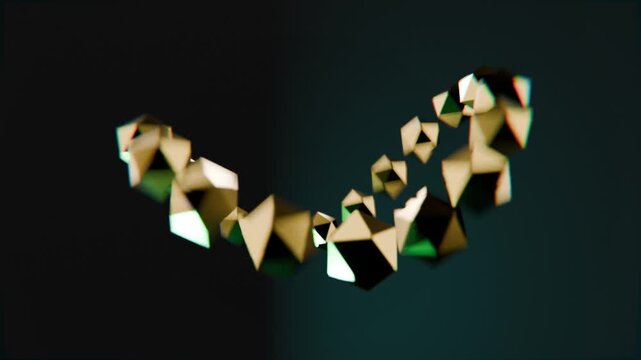 looping 3d geometric icospheres on solid colour background, abstract 3d looping background wallpaper