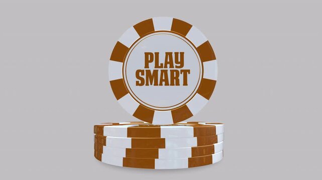 Stack of Play Smart Casino Poker Chips 3D , with alpha channel.
