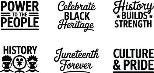 Fototapeta premium A collection of six distinct typographic designs celebrating Black history and cultural empowerment.