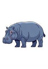 Fototapeta premium Cute Cartoon Hippopotamus Illustration Isolated on White Background for Kids Design and Education
