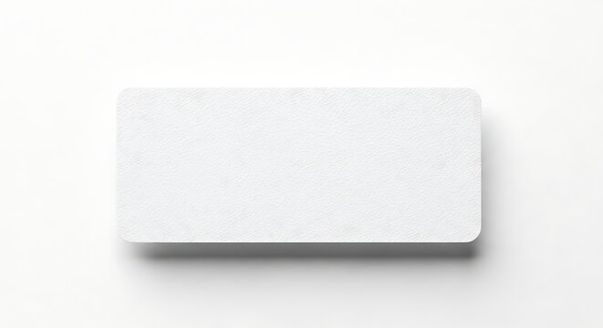 Minimalist blank white textured label with rounded corners on white background