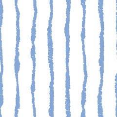 Fototapeta premium Seamless abstract pattern with textured blue stripes and hand painted brush lines. Artistic repeating background with grunge watercolor effect and modern minimal style. Perfect for fabric, wrapping pa