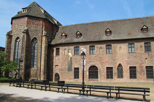 medieval building (former dominican convent and chapel - actual unterlinden museum) in colmar in alsace in france 
