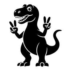 Fototapeta premium Dinosaur Peace Sign Illustration