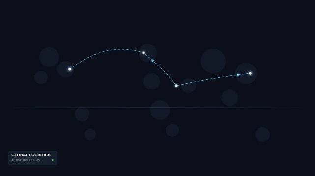 global logistics map shipping route tracking path animation
