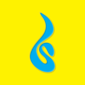 Abstract Blue 3D Curved Fluid Logo Shape