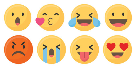 Fototapeta premium Colorful emoticons expressing emotions element set