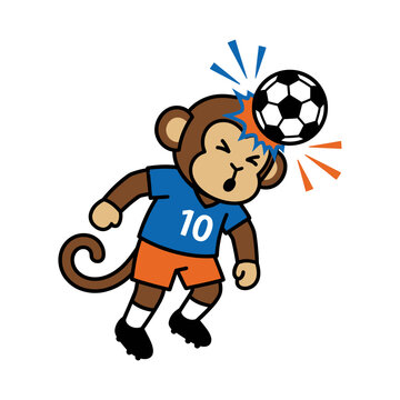 Monkey Heading Football Sports Illustration Containing soccer animal mascot energetic movement and playful cartoon sports design
