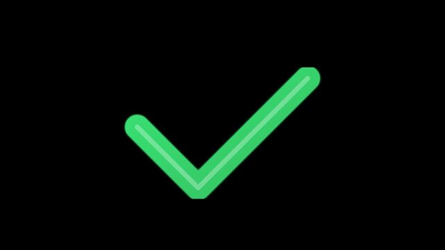 green check mark correct symbol green screen animation