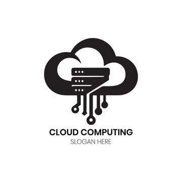 Cloud Computing Logo Design Template for Tech Server Network and Data Technology