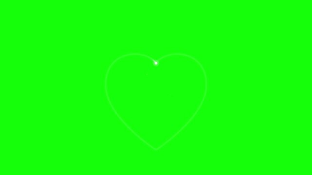 heart shape outline drawing animation green screen