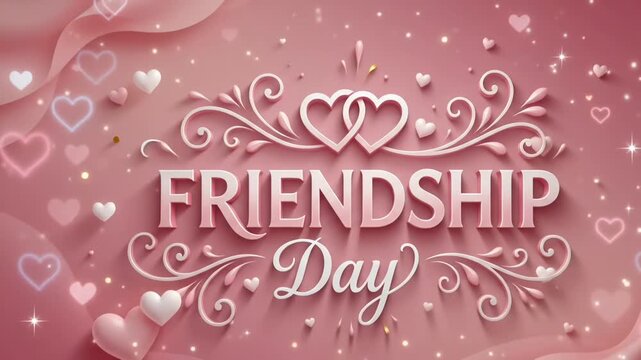 Elegant Friendship Day greeting background with heart decorations romantic typography and celebration design
