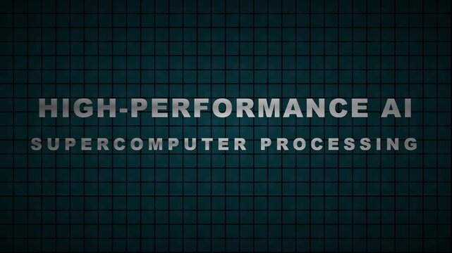 high performance ai supercomputer processing text animation