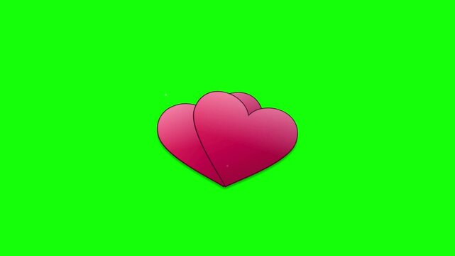 intertwined double heart romance green screen overlay video