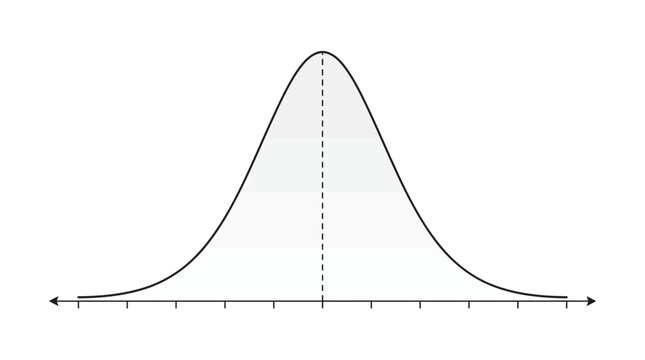 Minimalist Normal Distribution Bell Curve Chart Vector Illustrating Gaussian Statistics and Data Science