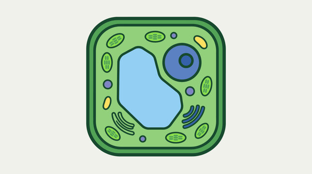 Stylized Illustration Of A Plant Cell Organelles.