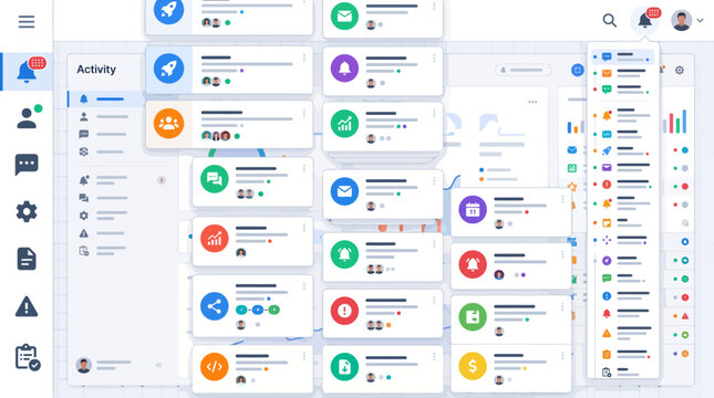 Activity Feed and Real Time Notification Panel for Modern SaaS Dashboard.