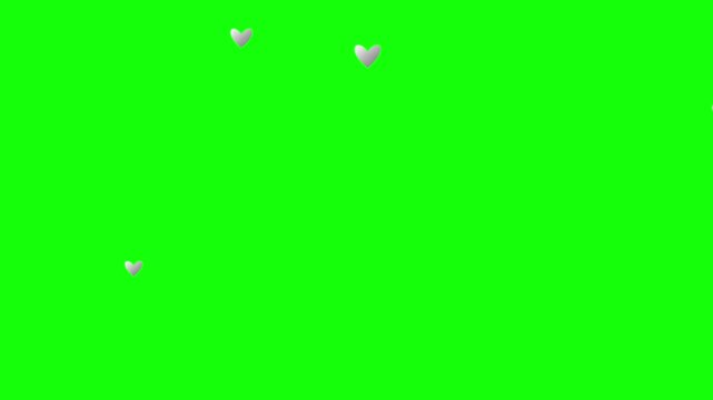 minimalist silver hearts dropping down green screen plate