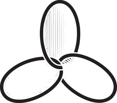 Three intersecting circles with striped center